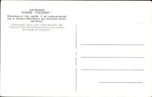 Ak Französisches Passagierflugzeug, Air France, Vickers Viscount