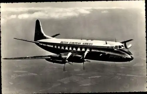 Ak Vickers Armstrong Viscount 700, Verkehrsflugzeug in der Luft, British European Airways