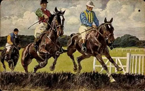 Künstler Ak Hoffmann, Anton, Pferderennen, Jockeys