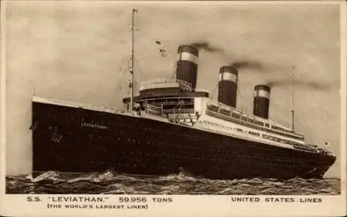 Ak Dampfschiff SS Leviathan, United States Lines, USL, Steamship