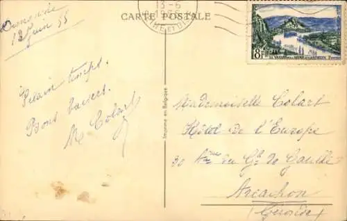 Ak Betrunkener Mann mit Weinflasche, Regenschirm, Sturm, Horreur... de l'eau, Sauve qui peut