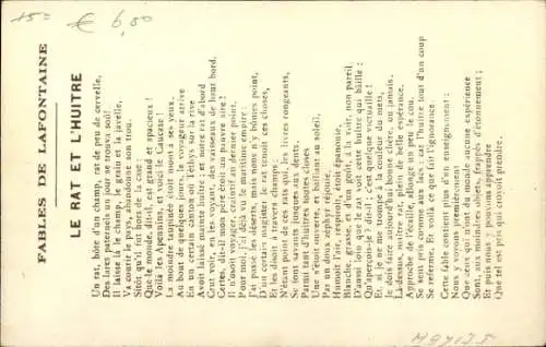 Künstler Ak Dore, Gustave, Fables de Lafontaine, Le Rat et l'huitre