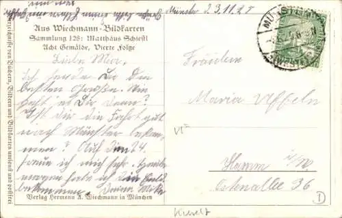Künstler Ak Schiestl, Matthäus, Alpenfee, Kranz aus Edelweiß, Enzian