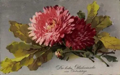 Künstler Ak Klein, Catharina, Rote Blüten, Eichenblätter, Meissner & Buch 1631