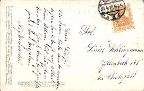 Künstler Ak v. Schwind, Moritz, Auf der Wanderschaft, Serie 213 2172 b