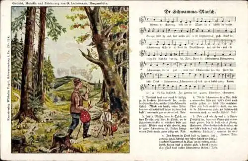 Lied Künstler Ak Lattermann, G., Dr Schwamma Marsch, Pilzsucher, Wilhelm Vogel Nr. 114