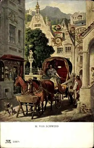 Künstler Ak Schwind, Moritz von, Die Hochzeitsreise, Kutsche, Ackermann 213 2166  b