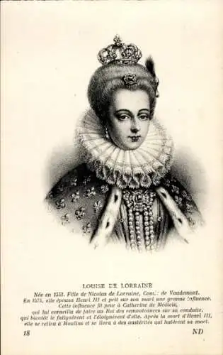 Ak Louise de Lorraine, Königin von Frankreich und Polen