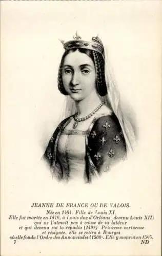 Ak Jeanne de France ou de Valois, Königin von Frankreich