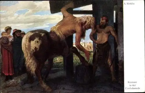 Künstler Ak Böcklin, Arnold, Kentaur in der Dorfschmiede, Zentaure