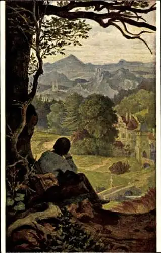 Künstler Ak v. Schwind, Moritz, Auf der Wanderschaft, Serie 213 2172 b