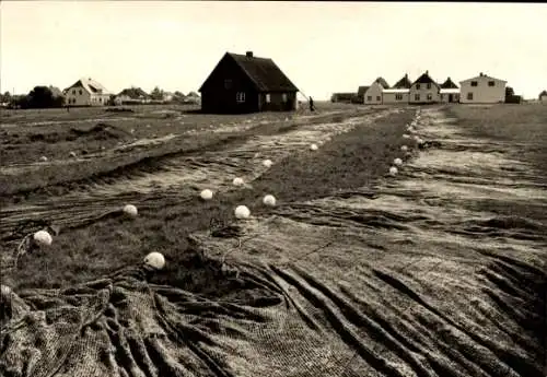 Ak Neuendorf auf der Insel Hiddensee, Teilansicht, Häuser, Fischernetze