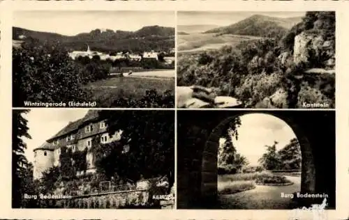 Ak Wintzingerode Worbis im Eichsfeld Thüringen, Burg Bodenstein, Panorama, Kantstein