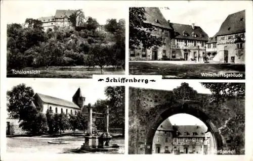 Ak Gießen an der Lahn, Kloster Schiffenberg, Totalansicht, Wirtschaftsgebäude, Kapelle, Nordportal