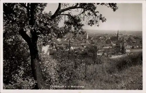 Ak Grünstadt an der Weinstraße Pfalz, Totalansicht, Kirchturm