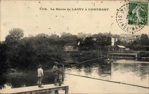 Ak Dampmart Seine et Marne, La Marne de Lagny