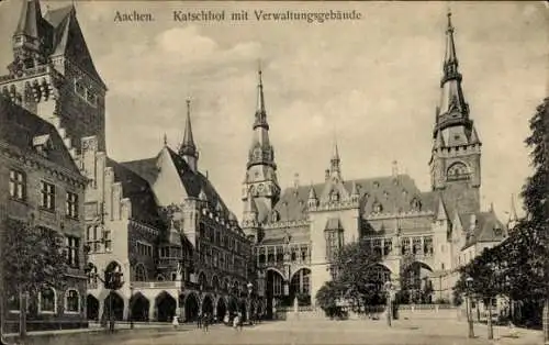 Ak Aachen in Nordrhein Westfalen, Katschhof, Verwaldungsgebäude