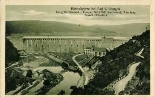 Ak Bad Wildungen in Hessen, Edertalsperre, Staubecken