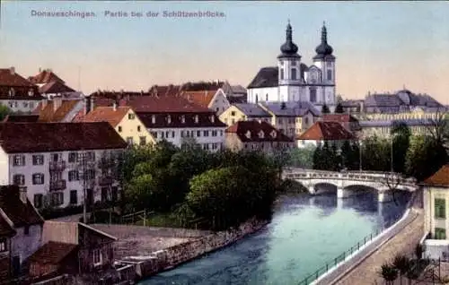 Ak Donaueschingen im Schwarzwald, bei der Schützenbrücke