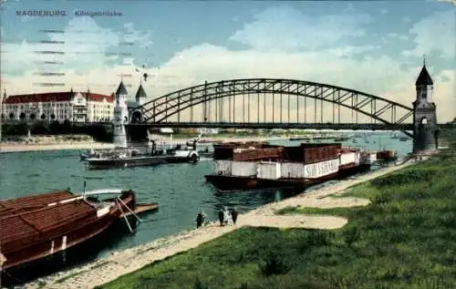 Ak Magdeburg an der Elbe, Königsbrücke, Dampfer