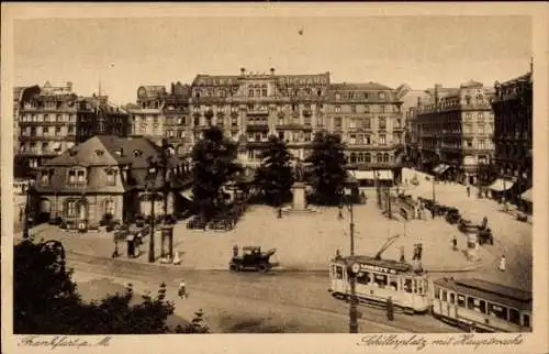 Ak Frankfurt am Main, Schillerplatz, Hauptwache, Straßenbahn