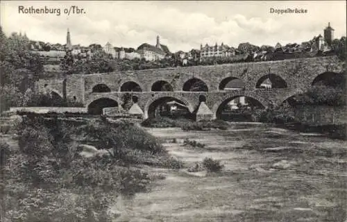 Ak Rothenburg ob der Tauber Mittelfranken, Doppelbrücke