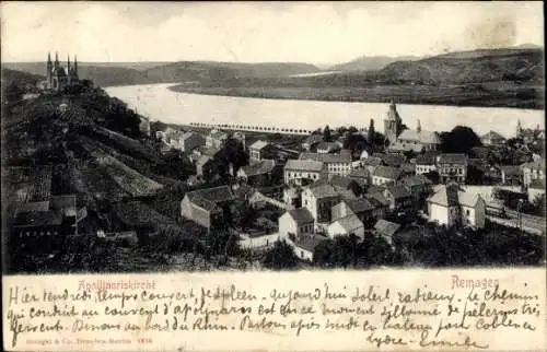 Ak Remagen am Rhein, Gesamtansicht, Apollinariskirche