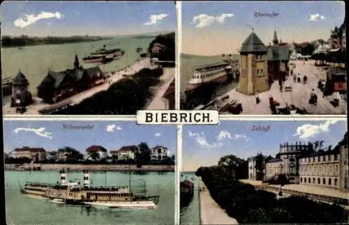 Ak Biebrich am Rhein Wiesbaden, Rheinufer, Villenviertel, Schloss