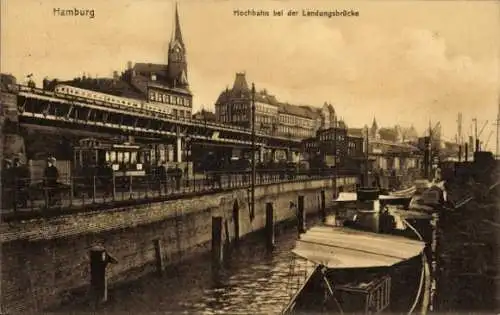 Ak Hamburg, Hochbahn, Landungsbrücke