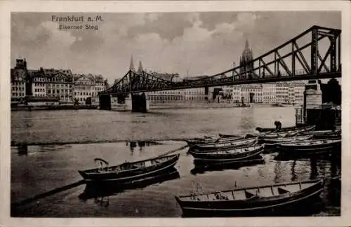 Ak Frankfurt am Main, Eiserner Steg, Boote