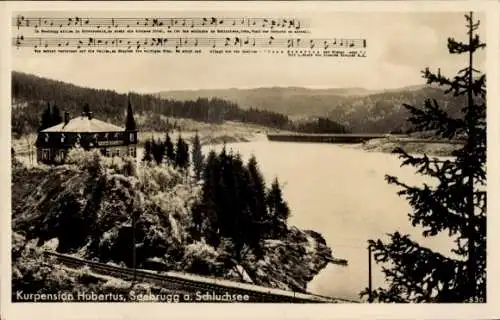 Ak Seebrugg Schluchsee im Schwarzwald, Kurpension Hubertus, Panorama