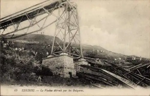 Ak Eskisou Griechenland, Viadukt, von den Bulgaren zerstört, 1. WK