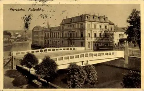 Ak Pforzheim im Schwarzwald, Rossbrücke, Straßenbrücke