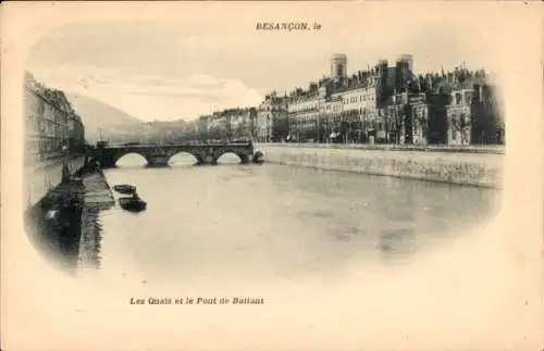 Ak Besançon Doubs, Die Kais und der Pont de Battant