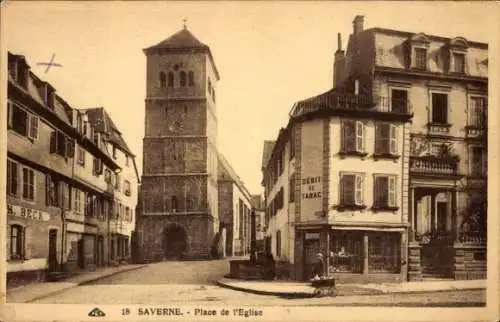 Ak Saverne Zabern Alsace Bas Rhin, Place de la Église