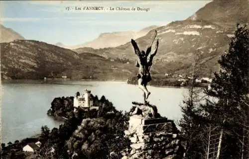 Ak Duingt Haute-Savoie, Schloss, See von Annecy