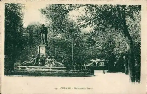 Ak Colmar Kolmar Alsace Haut Rhin, Bruat-Denkmal