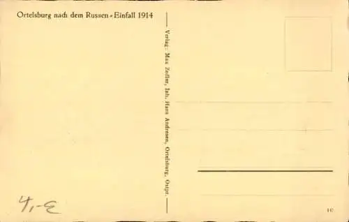 Ak Szczytno Ortelsburg Ostpreußen, Stadt nach dem Russen Einfall 1914