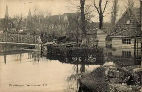 Ak Monnikendam Waterland Nordholland Niederlande, Überschwemmung 1916