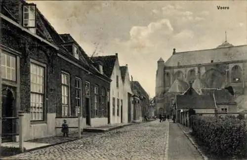 Ak Veere Zeeland Niederlande, Dorpstraat, Kirche