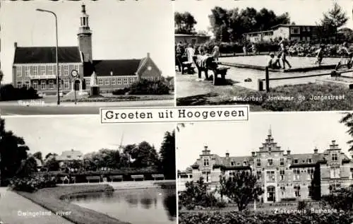 Ak Hoogeveen Drenthe, Rathaus, Kinderbecken, Bethesda Hospital