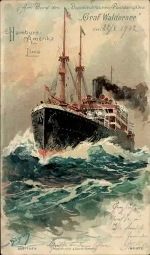 Künstler Litho Bohrdt, Hans, Dampfschiff der HAPAG