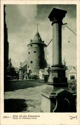 Ak Riga Lettland, Blick auf den Pulverturm, Skats uz Pulvera torni