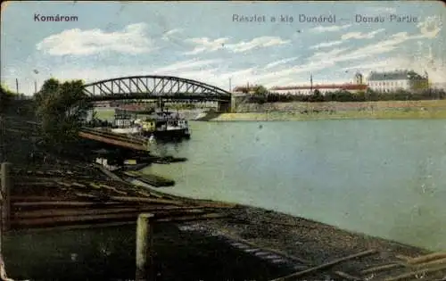 Ak Komárom Ungarn, Donaupartie, Brücke