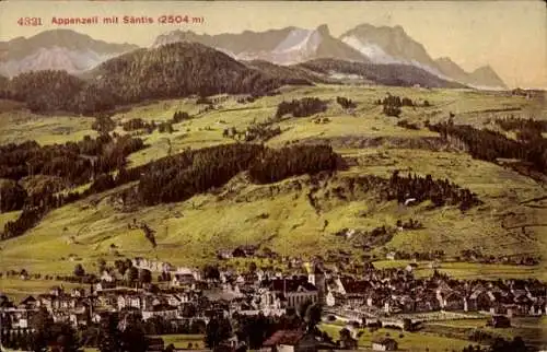 Ak Appenzell Stadt Kanton Innerrhoden, Panorama mit Säntis