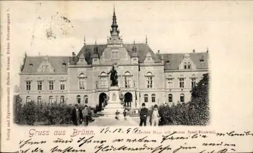 Ak Brno Brünn Südmähren, Deutsches Haus, Kaiser Josef Denkmal