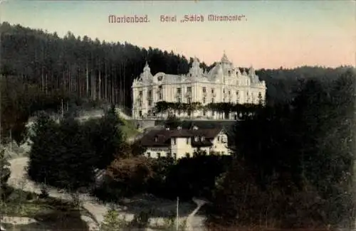 Ak Mariánské Lázně Marienbad Reg. Karlsbad, Hotel Schloss Miramonte, Tiroler Hof