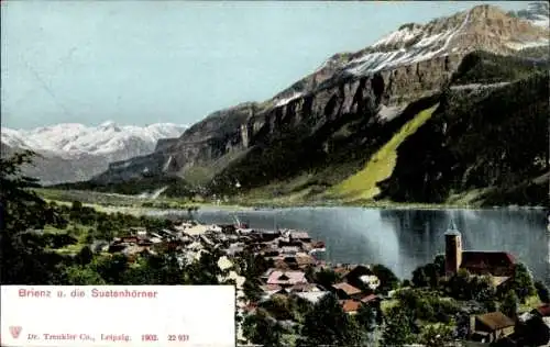 Ak Brienz Kt. Bern Schweiz, Blick auf den Ort und die Sustenhörner, Gebirge