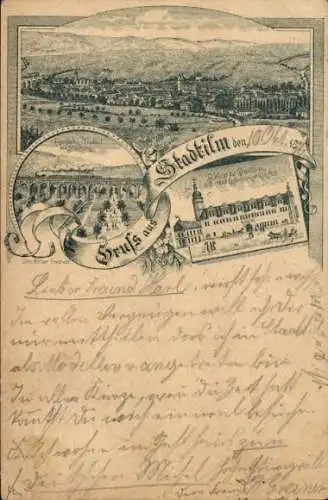 Litho Stadtilm in Thüringen, Panorama, Viadukt, Schloss