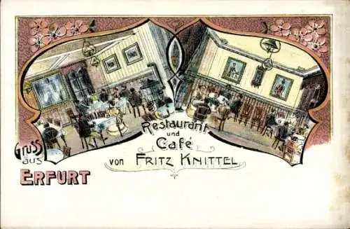 Litho Erfurt in Thüringen, Restaurant und Cafe von Fritz Knittel